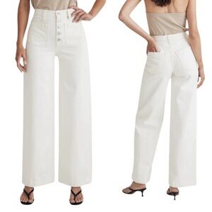 Madewell Petite Superwide-Leg High-Rise Jeans Two Patch Front Pockets Button Fly